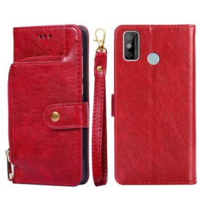 For Tecno Spark 6 GO Zipper Bag Leather Phone Case(Red) (OEM)