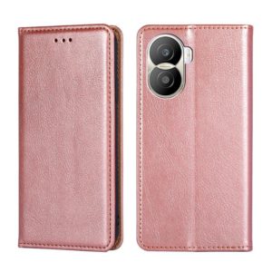 For Honor X40i Gloss Oil Solid Color Magnetic Leather Phone Case(Rose Gold) (OEM)