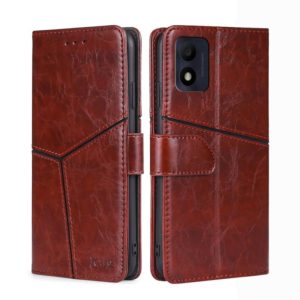 For alcatel 1B 2022 Geometric Stitching Horizontal Flip Leather Phone Case(Dark Brown) (OEM)