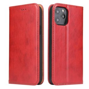 For iPhone 12 Pro Max Fierre Shann PU Genuine Leather Texture Horizontal Flip Leather Case with Holder & Card Slots & Wallet(Red) (FIERRE SHANN) (OEM)