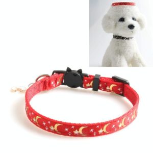 Pet Collar Webbing Cat Collar Star Moon with Pendant, Size:1x28cm(Red) (OEM)