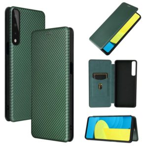 For LG Stylo 7 Carbon Fiber Texture Horizontal Flip TPU + PC + PU Leather Case with Card Slot(Green) (OEM)
