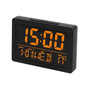 Large Screen LED Clock Bedside Multifunctional Electronic Alarm Clock(Black Shell Orange Light) (OEM)