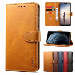 For Samsung Galaxy A42 5G GUSSIM Business Style Horizontal Flip Leather Case with Holder & Card Slots & Wallet(Khaki) (GUSSIM) (OEM)