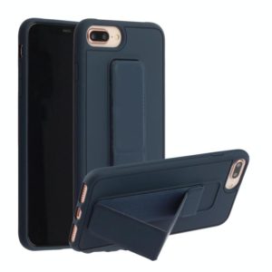 For iPhone SE 2022 / SE 2020 / 8 / 7 Shockproof PC + TPU Protective Case with Wristband & Holder(Dark Blue) (OEM)