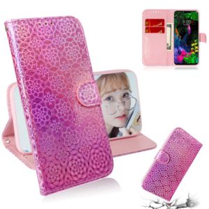 For LG G8 ThinQ Solid Color Colorful Magnetic Buckle Horizontal Flip PU Leather Case with Holder & Card Slots & Wallet & Lanyard(Pink) (OEM)