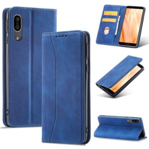 For Sharp Aquos Sense 3 Magnetic Dual-fold Leather Phone Case(Blue) (OEM)