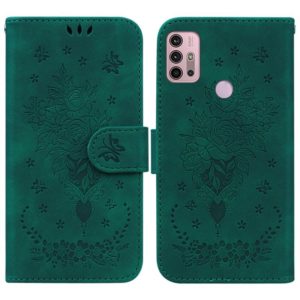 For Motorola Moto G31 / G41 Butterfly Rose Embossed Leather Phone Case(Green) (OEM)