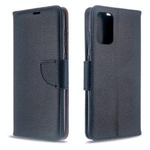 For Galaxy S20+ Litchi Texture Pure Color Horizontal Flip PU Leather Case with Holder & Card Slots & Wallet & Lanyard(Black) (OEM)
