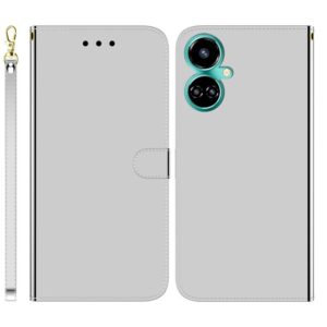 For Tecno Camon 19 Imitated Mirror Surface Horizontal Flip Leather Phone Case(Silver) (OEM)