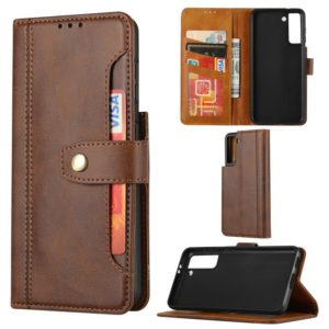 For Samsung Galaxy S30 Calf Texture Double Fold Clasp Horizontal Flip Leather Case with Photo Frame & Holder & Card Slots & Wallet(Coffee) (OEM)
