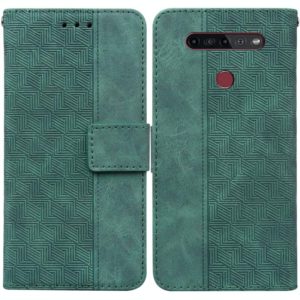 For LG K41S / K51S Geometric Embossed Leather Phone Case(Green) (OEM)