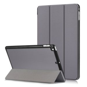 Custer Texture Horizontal Flip Leather Case for iPad Mini 2019 & Mini 4, with Three-folding Holder & Sleep / Wake-up Function (Grey) (OEM)