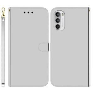For Motorola Moto G52 Imitated Mirror Surface Horizontal Flip Leather Phone Case(Silver) (OEM)