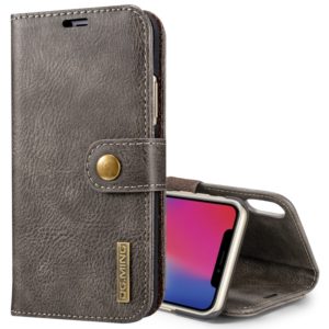 For iPhone X / XS DG.MING Crazy Horse Texture Horizontal Flip Detachable Magnetic Protective Case with Holder & Card Slots & Wallet(Grey) (DG.MING) (OEM)