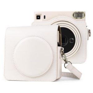 Full Body PU Leather Case Camera Bag with Strap for FUJIFILM instax Square SQ1 (White) (OEM)