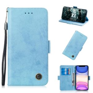 For iPhone 11 Retro Horizontal Flip Leather Case with Card Slot & Holder(Blue) (OEM)