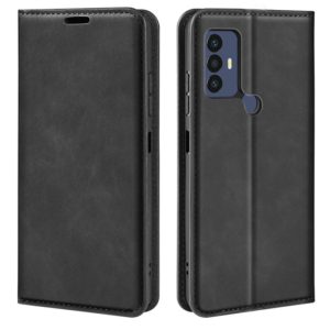 For TCL 30 SE/305/306 Retro-skin Magnetic Suction Leather Phone Case(Black) (OEM)