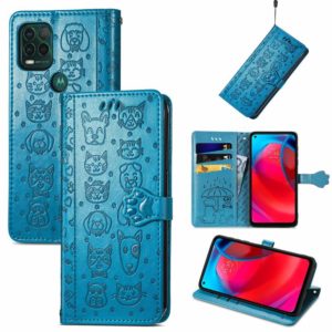 For Motorola MOTO G Stylus 5G Cute Cat and Dog Embossed Horizontal Flip Leather Case with Holder & Card Slots & Wallet & Lanyard(Blue) (OEM)