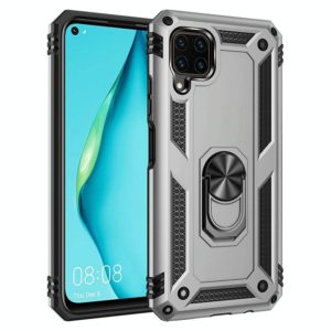 For Huawei P40 Lite Shockproof TPU + PC Protective Case with 360 Degree Rotating Holder(Silver) (OEM)