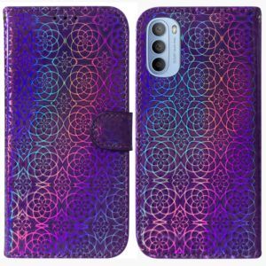 For Motorola Moto G51 Colorful Magnetic Buckle Leather Phone Case(Purple) (OEM)