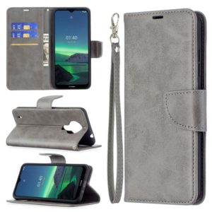 For Nokia 1.4 Retro Lambskin Texture Pure Color Horizontal Flip PU Leather Case with Holder & Card Slots & Wallet & Lanyard(Grey) (OEM)