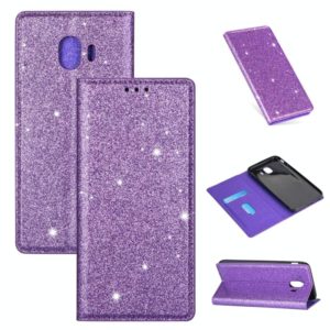 For Samsung Galaxy J4 (2018) Ultrathin Glitter Magnetic Horizontal Flip Leather Case with Holder & Card Slots(Purple) (OEM)