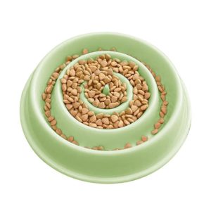 Environmental Protection Food Grade Plastic Anti-choking Slow Food Pet Dog Cat Food Bowl, Style:Water Drop(Green) (OEM)