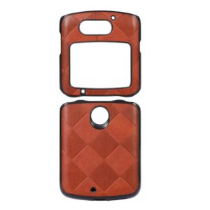For Motorola Moto Razr 5G Weave Plaid PU Phone Case(Brown) (OEM)