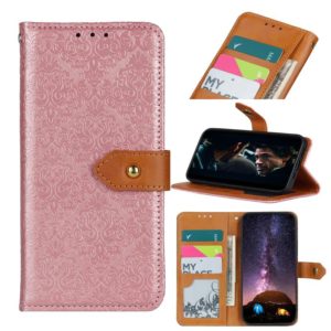 For LG Velvet European Floral Embossed Copper Buckle Horizontal Flip PU Leather Case with Holder & Card Slots & Wallet & Photo Frame(Pink) (OEM)