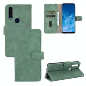 For Motorola Moto P40 Power / One Action Solid Color Skin Feel Magnetic Buckle Horizontal Flip Calf Texture PU Leather Case with Holder & Card Slots & Wallet(Green) (OEM)