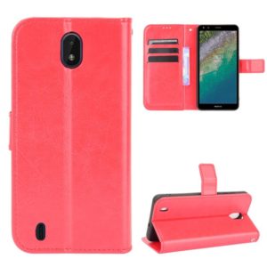 For Nokia C01 Plus Crazy Horse Texture Horizontal Flip Leather Case with Holder & Card Slots & Lanyard(Red) (OEM)