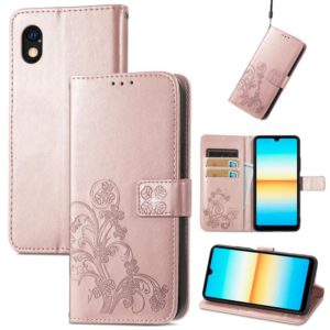 For Sony Xperia Ace III Four-leaf Clasp Embossed Buckle Leather Phone Case(Rose Gold) (OEM)