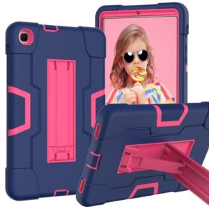 For Samsung Galaxy Tab A 8.4 (2020) T307 Contrast Color Robot Shockproof Silicon + PC Protective Case with Holder(Navy Blue + Rose Red) (OEM)