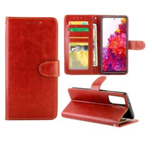 For Samsung Galaxy S20 FE 5G Crazy Horse Texture Leather Horizontal Flip Protective Case with Holder & Card Slots & Wallet & Photo Frame(Brown) (OEM)