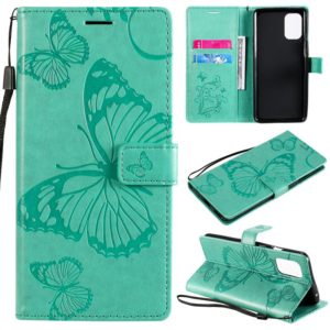 For OnePlus 8T 3D Butterflies Embossing Pattern Horizontal Flip Leather Case with Holder & Card Slot & Wallet(Green) (OEM)