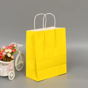 10 PCS Elegant Kraft Paper Bag With Handles for Wedding/Birthday Party/Jewelry/Clothes, Size:16x22x8cm(Yellow) (OEM)