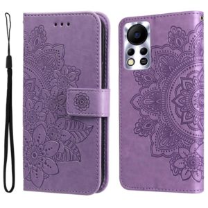 For Infinix Hot 11S NFC 7-petal Flowers Embossed Flip Leather Phone Case(Light Purple) (OEM)