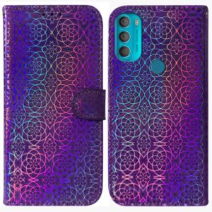 For Motorola Moto G71 Colorful Magnetic Buckle Leather Phone Case(Purple) (OEM)