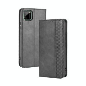 For OPPO Realme C11 Magnetic Buckle Retro Crazy Horse Texture Horizontal Flip Leather Case with Holder & Card Slots & Photo Frame(Black) (OEM)