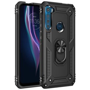 For Motorola Moto One Fusion Plus Shockproof TPU + PC Protective Case with 360 Degree Rotating Holder(Black) (OEM)
