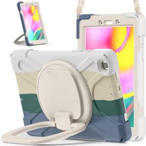 For Samsung Galaxy Tab A 8.0 (2019) T290 / T295 Silicone + PC Protective Case with Holder & Shoulder Strap(Colorful Green) (OEM)