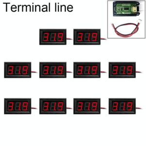 10 PCS 0.56 inch 3 Terminal Wires Digital Voltage Meter with Shell, Color Light Display, Measure Voltage: DC 0-100V (Red) (OEM)