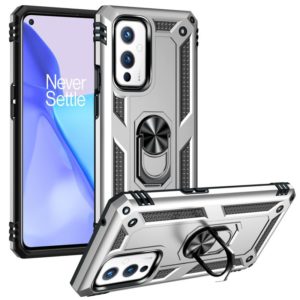 For OnePlus 9 Shockproof TPU + PC Protective Case with 360 Degree Rotating Holder(Silver) (OEM)