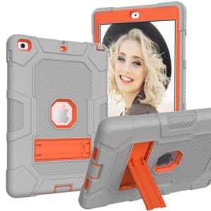 Contrast Color Robot Shockproof Silicone + PC Protective Case with Holder For iPad 9.7 (2018 / 2017)(Grey Orange) (OEM)