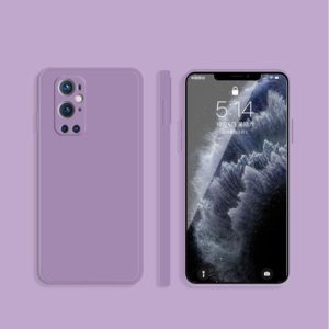 For OnePlus 9 Pro Solid Color Imitation Liquid Silicone Straight Edge Dropproof Full Coverage Protective Case(Purple) (OEM)