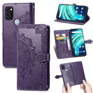 For UMIDIGI A9 Pro Mandala Flower Embossed Horizontal Flip Leather Case with Holder & Three Card Slots & Wallet & Lanyard(Purple) (OEM)