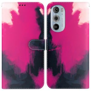For Motorola Moto Edge 30 Pro Watercolor Pattern Horizontal Flip Leather Phone Case(Berry Color) (OEM)