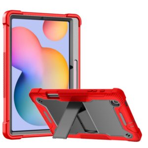 For Samsung Galaxy Tab S6 Lite Silicone + PC Shockproof Protective Case with Holder(Red + Black) (OEM)