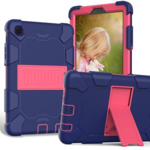 For Samsung Galaxy Tab A7 Lite T220 / T225 Two-Color Robot Shockproof Silicone + PC Protective Case with Holder(Navy Blue+Hot Pink) (OEM)